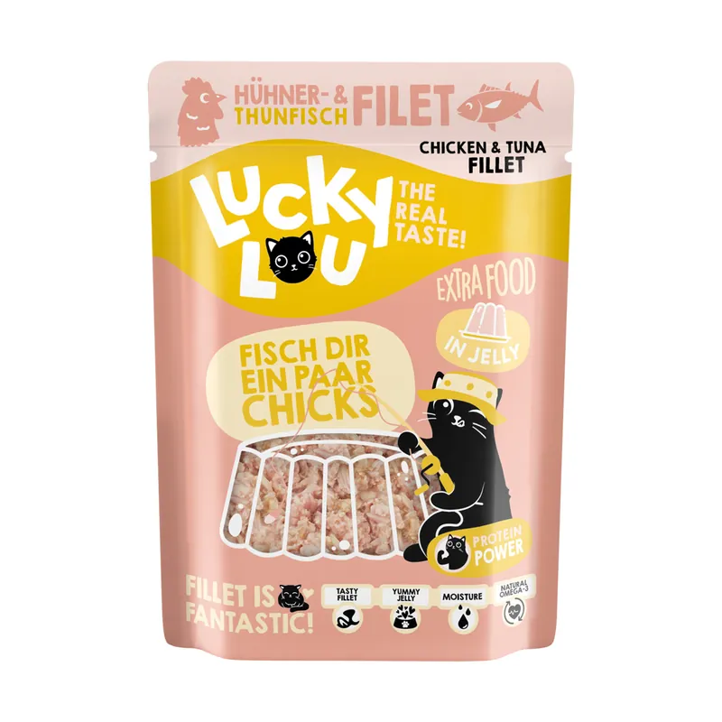 Jetzt Kaufen Lucky Lou Extra Food Thunfisch & Hühnerfilet in Jelly Pouchbeutel 70 g